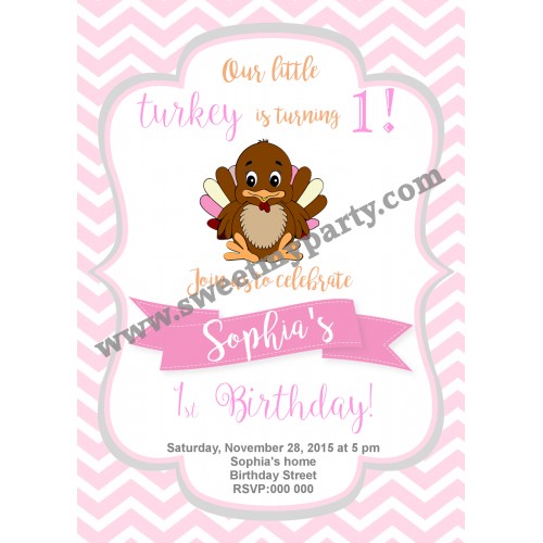 Turkey Birthday Invitation,(003)